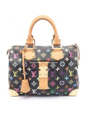 Louis Vuitton Speedy 30 Monogram Multicolor Sac Bag Black Tote Handbag